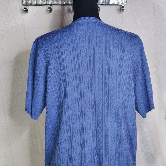 Alfred Dunner Periwinkle Blue SS Acrylic CrewNeck Cable Knit Sweater Blouse Sz L - Picture 12 of 16